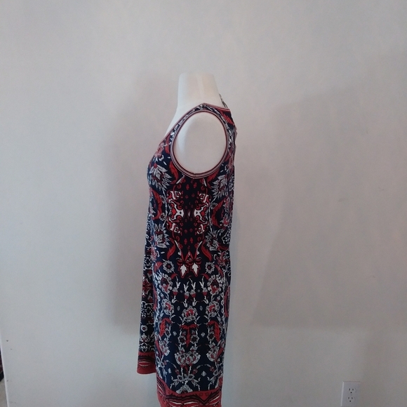 Max Studio Navy Rust Dress keyhole back, Size XS - Picture 2 of 5